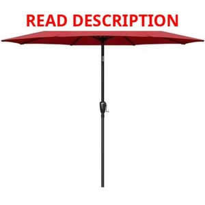 Simple Deluxe 9ft Outdoor Market Table Patio Umbrella with Button Tilt and 8 Sturdy Ribs, Red