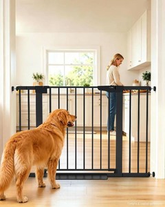 Cumbor 30-46 Baby Gate for Stairs, Auto Close Dog Gate for the House Black