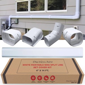 Ductless HVAC Mini Split Line Set Cover - Paintable Kit (White, 4 x 14 ft)