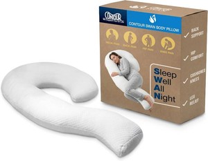 Contour Swan Shaped Body Pillow  Orthopedic Body Pillow for Back, Hip & Leg Relief  Ergonomic Support for Sciatica & Full Body Comfort - Standard Size