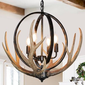 $140 Large Rustic Antler Chandelier 4-Light for Dining Room
