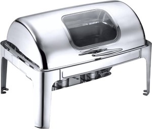 $119 Long Chafing Dishes with Window Gold Chafers Roll Top Buffet Chafing Food Warmers for Wedding,Parties,Banquet (Stainless Steel Long Chafer)