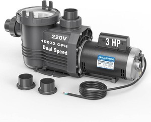 $359 Aquastrong Riptide Series 3 HP InAbove Ground Pool Pump, 220V Dual Speed, Up to 10,032 GPH High Flow, Pure Copper Motor, Energy Efficient, Self Priming with Filter Basket