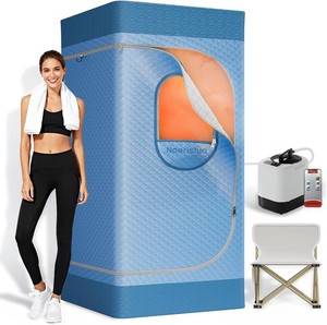 $200 Portable Sauna for Home with 3L 1200W Steamer, Large Folding Chair, 99 Mins Timer, 9 Levels, Personal Steam Sauna Tent for Home Spa Relaxation and Detox, Self Care Gifts, 32 x32 x 71 (Light Blue)