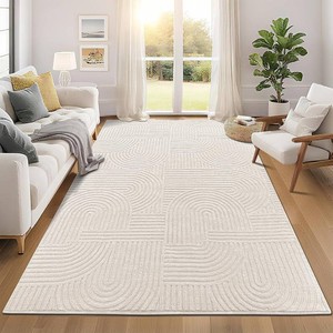 Pauwer 6x9 Area Rugs for Living Room, Modern Non Slip Washable Rug, Beige