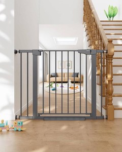 Cumbor 30-40.6 in Baby Gate for Stairs and Doorways, Dog Gate Cool Gray