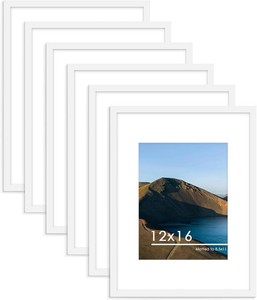 PEALSN 12x16 Picture Frame Set of 6, Wall Mount Display, White