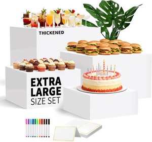 $140 13.8 Extra Large White Risers, Large Size Acrylic Cube Display Nesting Risers, Food risers for buffet table, White Risers for Catering Dessert Collectibles Jewelry Figures Show