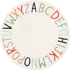 Topotdor Round ABC Area Rug,71 Inch Soft Floor Carpet,Multi Color