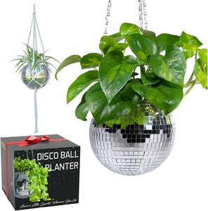 SCANDINORDICA Disco Ball Planter, Value Package, 6-inch Silver