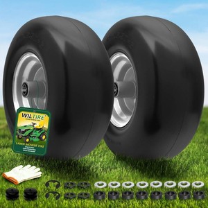2 PCS 13x6.50-6 Flat Free Lawn Mower Front Tire and Wheel
