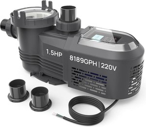 $599 Aquastrong Variable Speed Pool Pump, 1.5 HP, 220V, 8189GPH, InAbove Pool Pump, Energy Efficient, High Flow, Powerful Self Primming Swimming Pool Pumps with Filter Basket