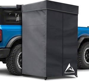 $160 Shower Awning Tent with Roof 3ft x 3ft, Vehicle Side Shower Room LED Light, Camping Privacy Shelter Restroom Bathroom, UV-Resistant Waterproof Storage