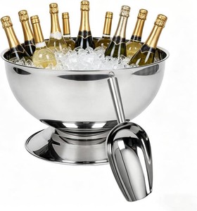 3 Gallon Large Ice Bucket for Party,12L Silver Champagne Bucket Ice Bowl