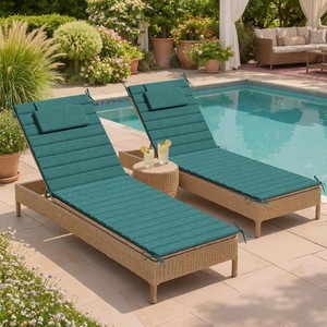 Crestlive Foldable Chaise Lounge Cushions Outdoor with Headrest, 71x21