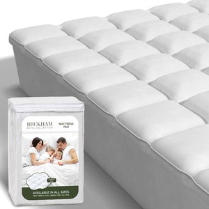 $130 Beckham Hotel Collection King Size Mattress Pad (Extra Padded) & Protector Hybrid - Quilted Pillow Top Mattress Cover - Thick, Plush, Fitted Mattress Topper for Bed