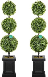3.5ft Boxwood Outdoor Topiary Set of 2 with Sturdy Pot (Ball)