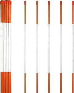 Anley 20 Pack 48 Reflective Driveway Markers, Snow Stakes with Fiberglass Pole & Hammer Cap - 4 Ft High Visibility Safety Markers Reflective Strip for Snow Plowing and Landscape (14 Dia, Orange)