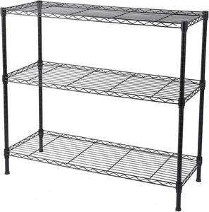 3 Tier Adjustable Storage Shelf Metal Storage Rack Wire Shelving Unit Storage Shelves for Pantry Closet Kitchen Laundry Bathroom (Black3-3-Tier)