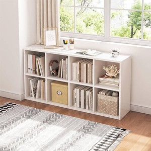 NELYE 8 Cube Organizer Bookcase White Open Shelf
