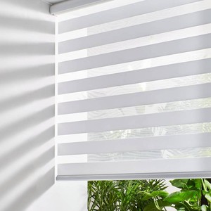 Persilux Cordless Zebra Blinds for Windows Free-Stop Roller Windows Shades (24 W X 72 H, White) Dual Layer Light Control for Day and Night, Light Filtering Sheer Shades for Home, Easy to Install