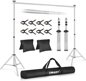 EMART Backdrop Stand 10x7FT Adjustable Back Drop Stand for Party -Silver