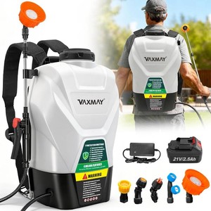 VAXMAY Backpack Sprayer 4.2 Gallon Battery Powered, 100 PSI Electric Garden Sprayer Works with Makita 18V Battery, Weed Lawn Yard Sprayer with 42 Telescopic Wand, 5 Nozzles, 2.5Ah Battery & Charger
