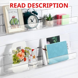 Briwooody Slatwall Shelf Acrylic Shelves, 12 Wide 3 Deep, Clear, 4 Pack