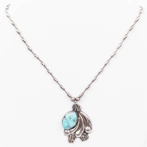 Vintage Southwestern Sterling Silver Turquoise Pendant Necklace