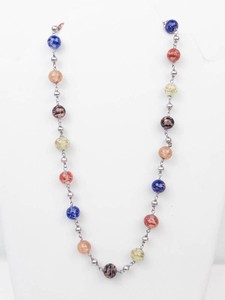 NEW OLD STOCK Murano Glass Bead Sterling Silver Necklace