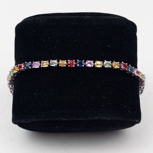STS Sterling Silver Multicolor Gemstone Tennis Bracelet 8 in