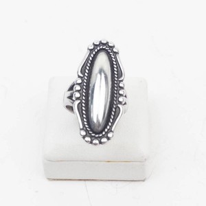 Vintage Long Bali Rope Oval Sterling Silver Ring Size 6