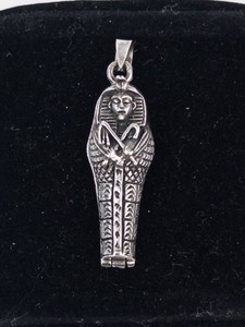 Egyptian Sarcophagus Sterling Silver Pendant - Opens