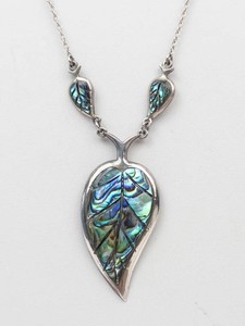 Abalone Leaf Sterling Silver Abalone Pendant Necklace