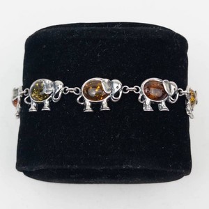 Beautiful Sterling Silver Amber Elephant Bracelet