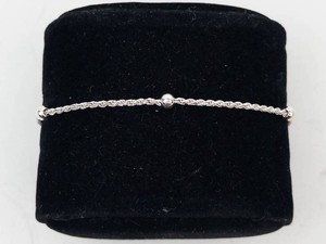 Sterling Silver Rope Station Bead Chain Anklet 9.5 Inches