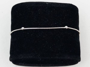 Sterling Silver Beaded Box Chain Anklet - 9 in