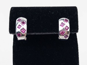 Pink Sapphire Sterling Silver Omega-Back Earrings
