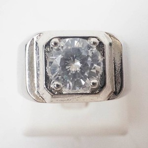 Mens S925 Sterling Silver Cubic Zirconia Ring Size 10