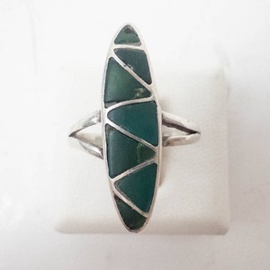 Green Turquoise Inlay Sterling Silver Ring Size 5.25