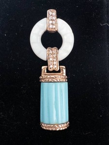 Multi-Gemstone Ceramic Rose-Plated Sterling Silver Pendant