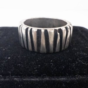 Thick Industrial Cut Sterling Silver Ring Size 10