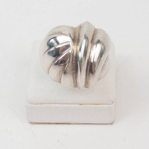 Sterling Silver Sculptural Ridged Doom  Ring Size 8
