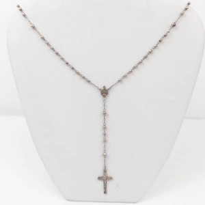 IHS Childs Sterling Silver Rosary Necklace