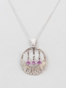 Vintage Sterling Silver Three Pink Topaz Necklace