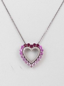 Pink Sapphire Heart Sterling Silver Necklace