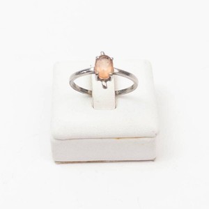 Simple Sterling Silver Orange Gemstone Ring Size 6.75