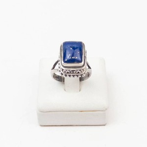 Ornate Sterling Silver Raised Lapis Lazuli Ring Size 5.75