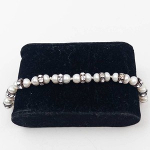 Sterling Silver Faux Pearl Rhinestone Anklet