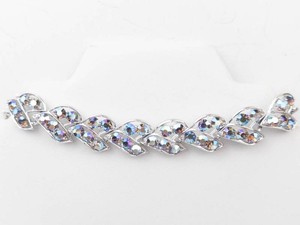 Silver-Tone Iridescent Rhinestone Leaf-Link Necklace